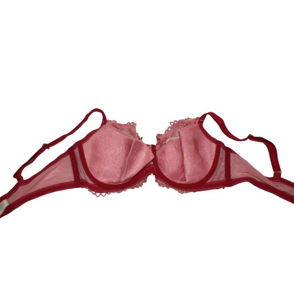 Soma Flirtation Balconet Collection Chantilly Lace Retro Bra Pink Red Size 36D - Picture 5 of 10